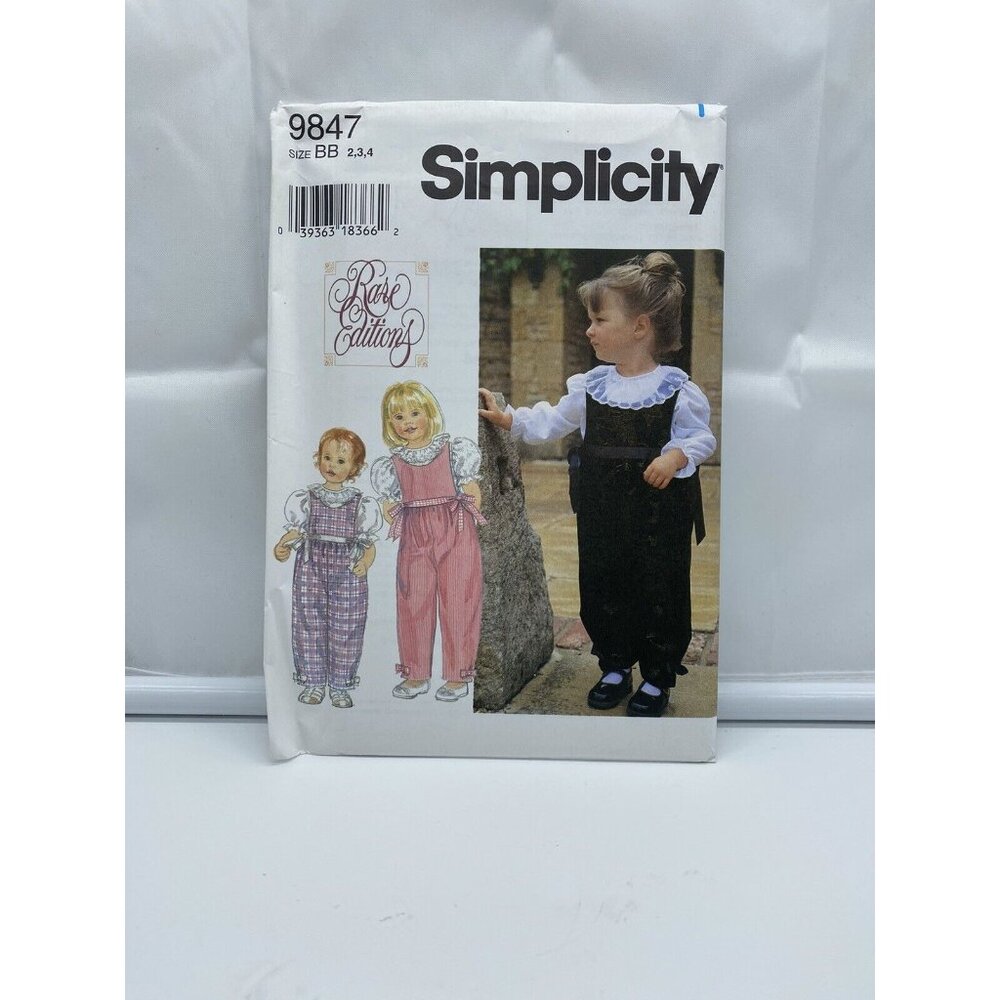 Simplicity 9847 Sew Pattern Toddler Romper Leg Snaps Scoop Neck Top 2-4 UC FF